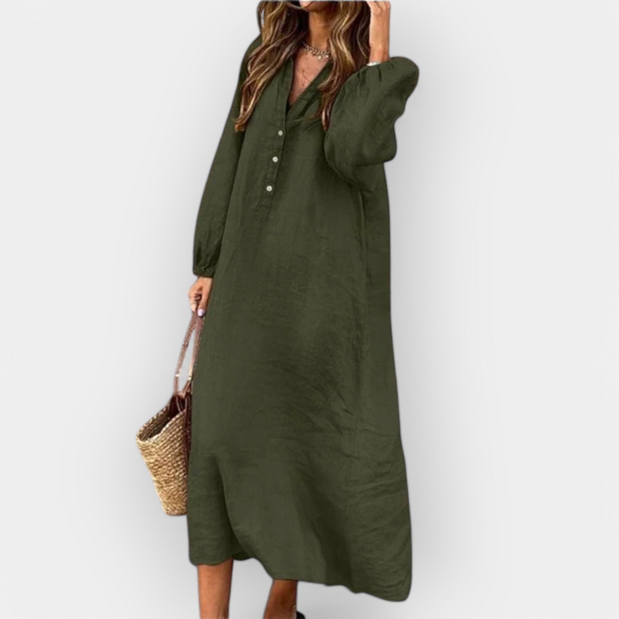 Elegantse joonega linane kleit