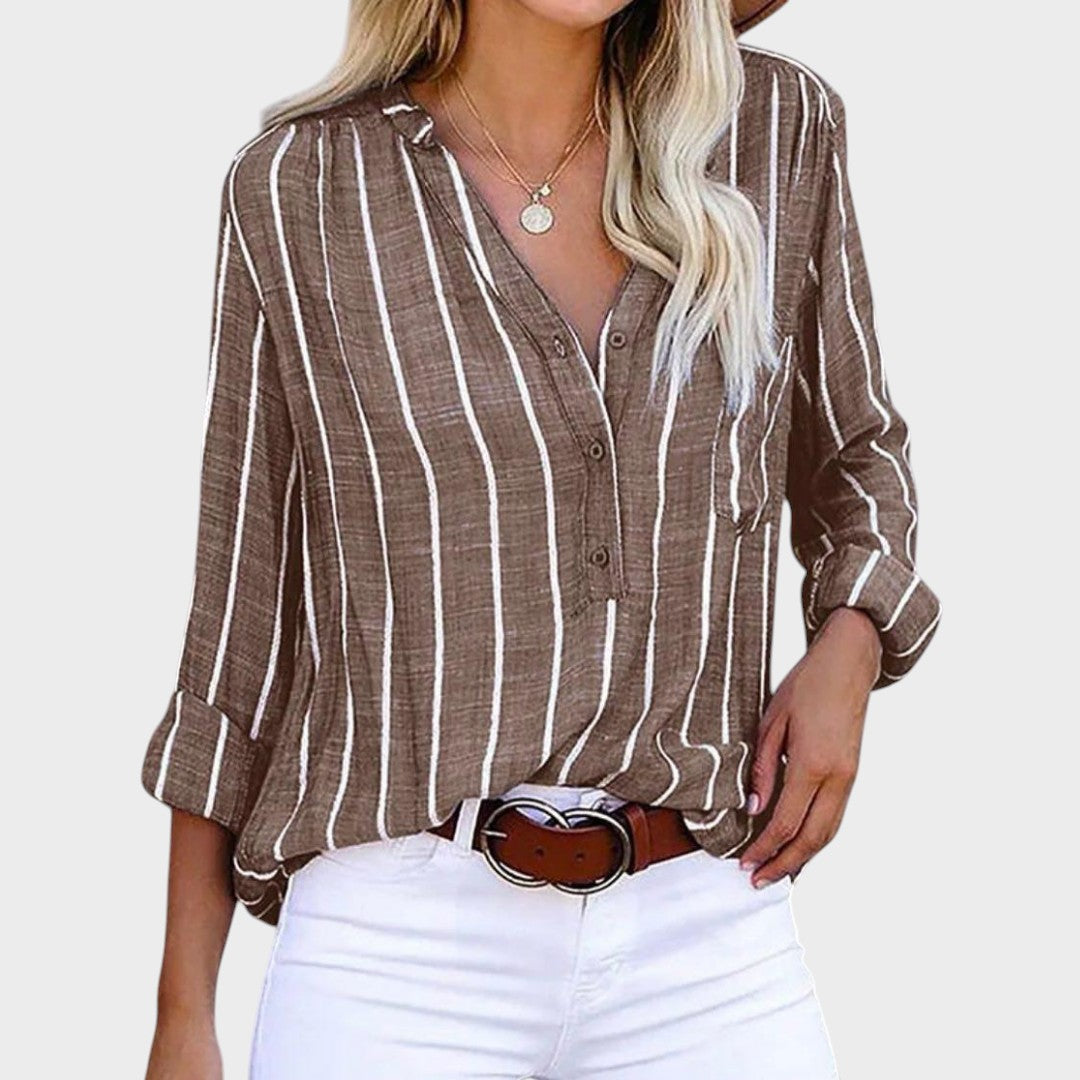 Débora - Käsi valmistatud triibuline T-särk