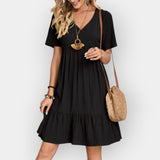 Vestido midi com decote em V 