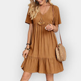 Vestido midi com decote em V 