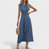 Emilia - Vestido maxi elegante sem mangas com decote redondo