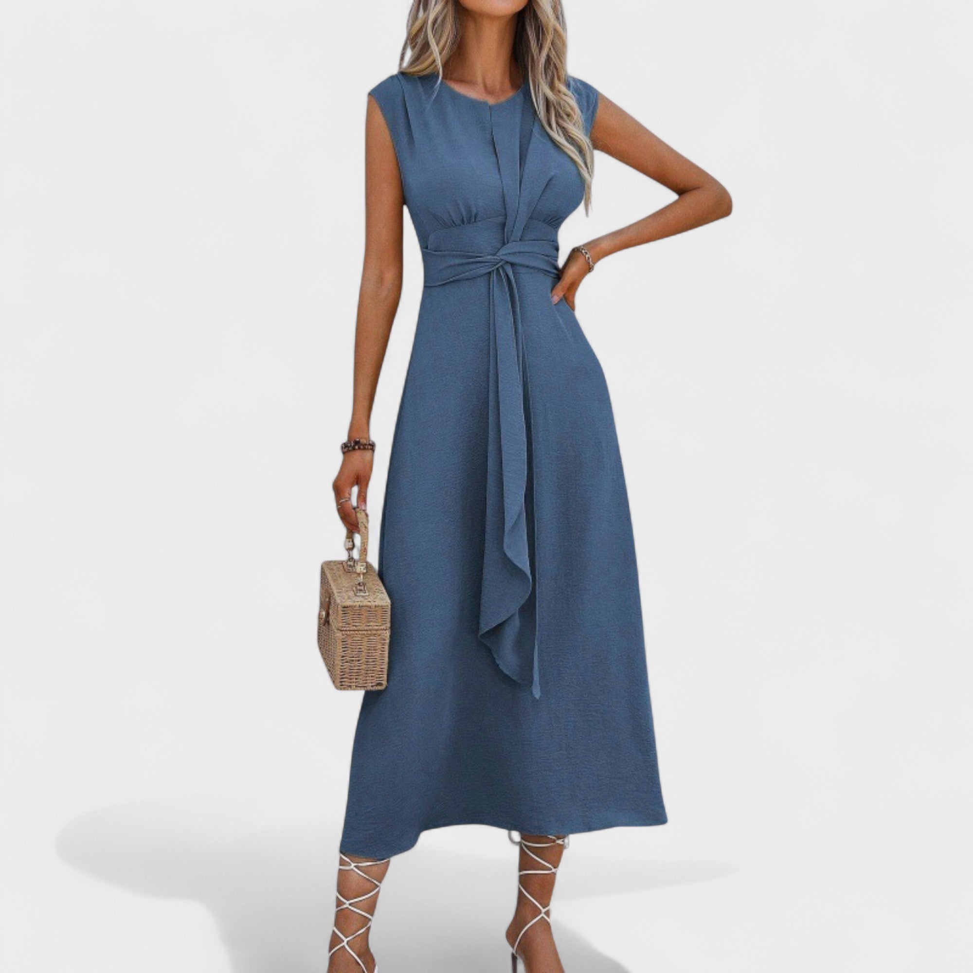 Emilia - Vestido maxi elegante sem mangas com decote redondo