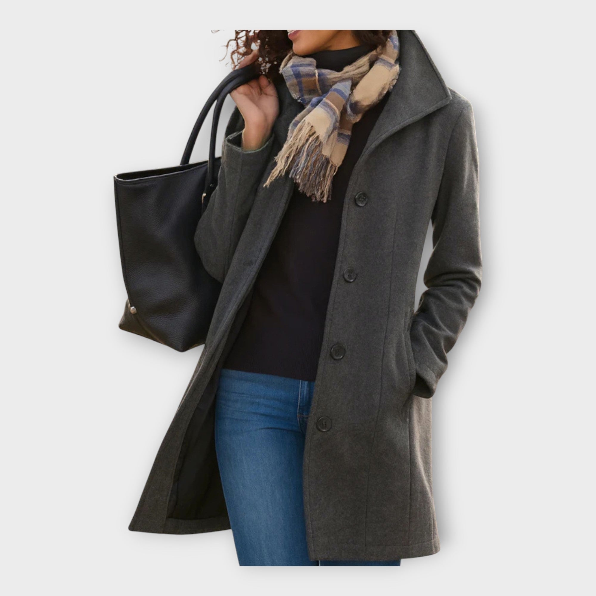 Elegantne villane mantel nööpidega