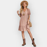 Vestido midi com decote em V 