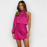 Vestido assimétrico em cetim