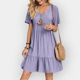 Vestido midi com decote em V 