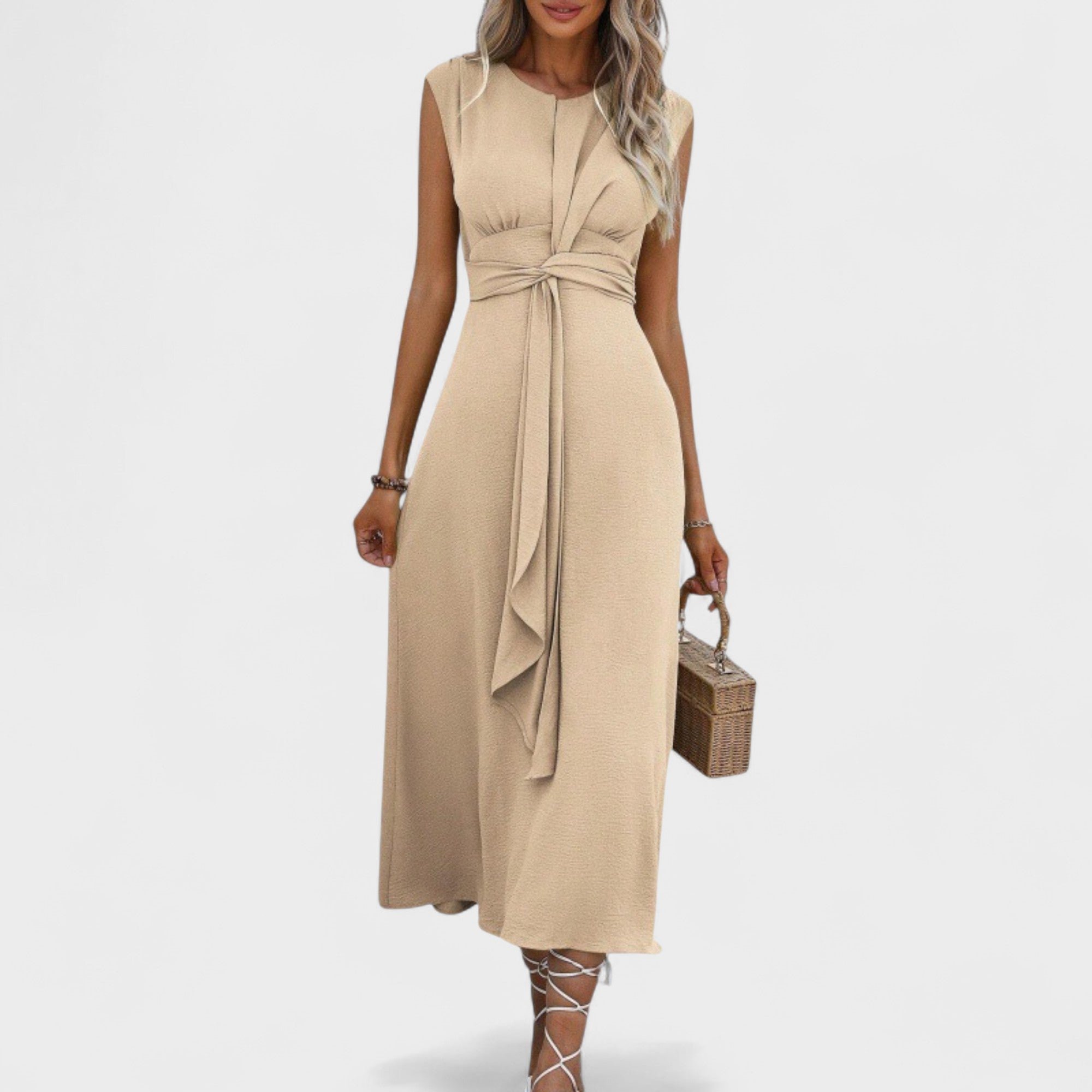 Emilia - Vestido maxi elegante sem mangas com decote redondo