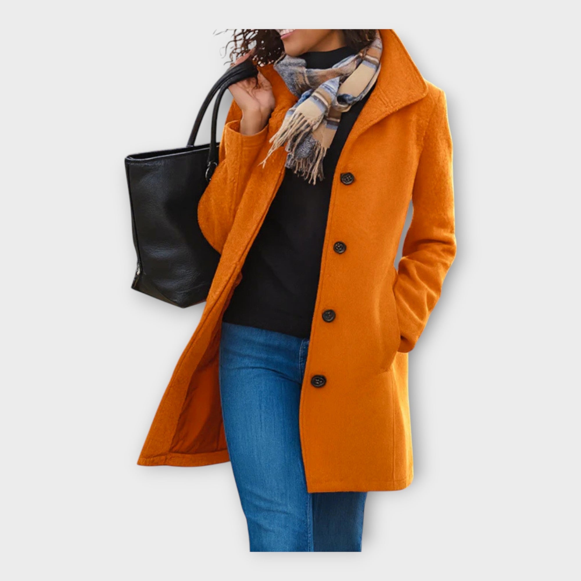 Elegantne villane mantel nööpidega