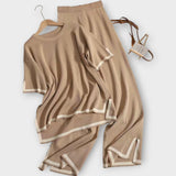 Lühikeste varrukatega kootud komplekt laia lõikega