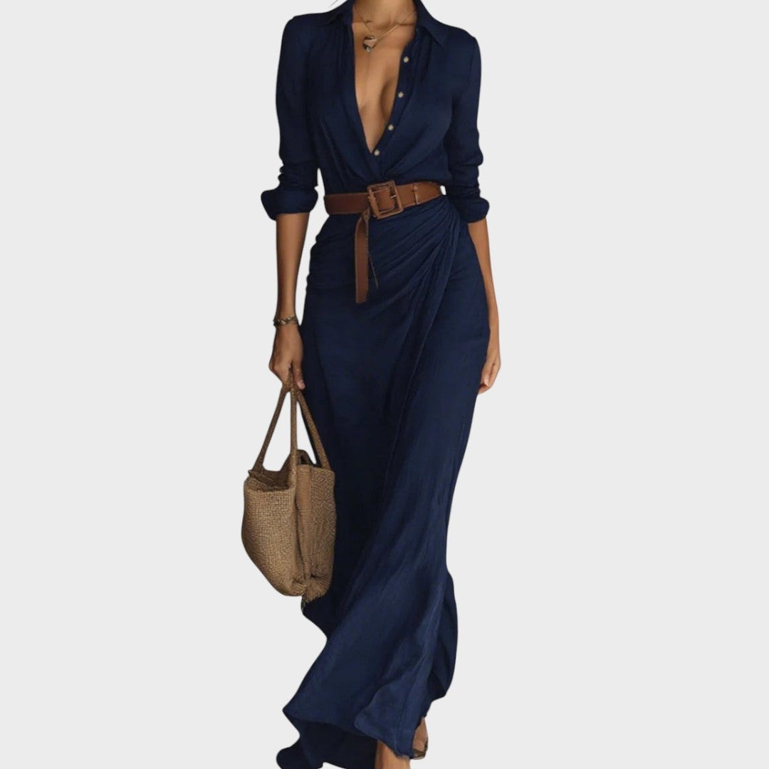 Julia - Vestido maxi comprido com mangas compridas