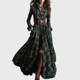 Laura | Pikk ruuduline kleit vööga