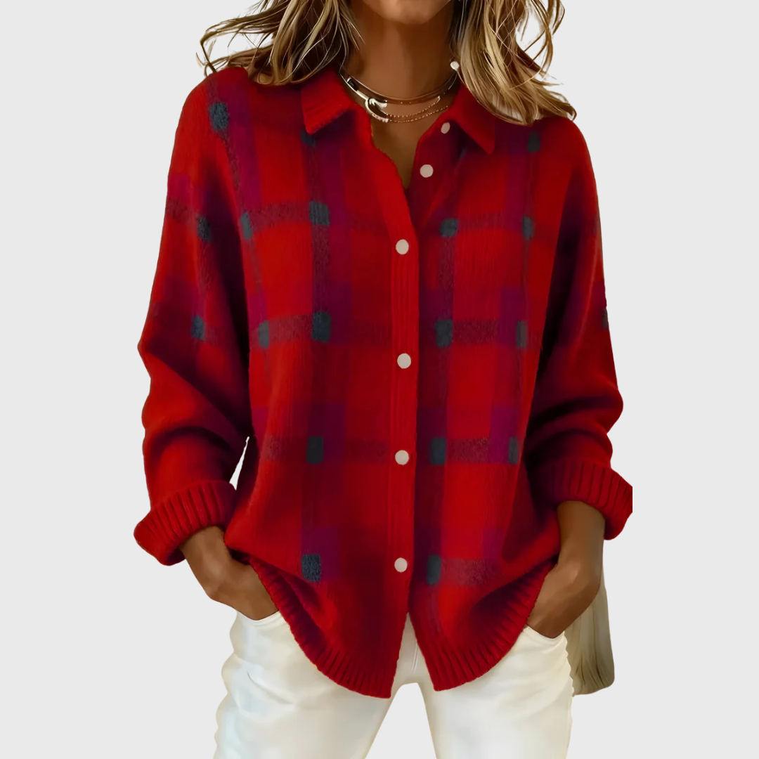 Hanna™ | Pehme kootud ruuduline kardigan