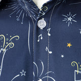 Meeste Ilutulestik Puhkus Uusaasta Peo Nööbiga Sinine Pikakä sleeves Särk