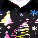 Meeste Kuld Jõulutrükk Regulaarne Istuvus Must Pikakä sleeves Särk