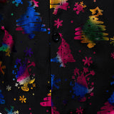 Meeste Kuld Jõulutrükk Regulaarne Istuvus Must Pikakä sleeves Särk