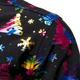 Meeste Kuld Jõulutrükk Regulaarne Istuvus Must Pikakä sleeves Särk