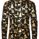 Meeste Kuld Jõulud Põder Festiivne Prindiga Pikad Varrukad Särk