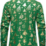 Meeste Kuld Jõulupüha Regulaarne Istuv Roheline Pikkade Varrukatega Särk