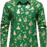 Meeste Kuld Jõulupüha Regulaarne Istuv Roheline Pikkade Varrukatega Särk