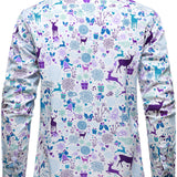 Meeste Jõuluvana Põhjapõdra Festiivne Prinditud Jõulupüha Valge Pikad Varrukad Särk