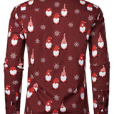 Meeste Jõulupunane Magus Jõuluvana Puuvillane Pikkade Varukatega Särk