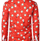 Meeste Jõulud Lumememm Jõuluvana Prindiga Lõbus Riietus Jõuluteemaline Puhkus Pikkade Varrukatega Särk