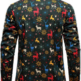 Meeste Jõuluteema Pidulik Põder Puhkus Pikad Varrukad Särk