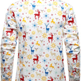 Meeste Jõuluteemaline Festiivne Põhjapõder Lumekristall Valge Pikakä sleeves Särk