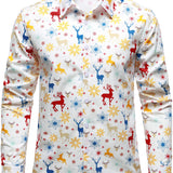 Meeste Jõuluteemaline Festiivne Põhjapõder Lumekristall Valge Pikakä sleeves Särk