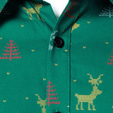 Meeste Jõulupuu Põder Prindiga Hingav Roheline Pikakä sleeves Särk