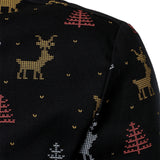 Meeste Jõulupuu Põder Prindiga Hingav Must Pikakä sleeves Särk