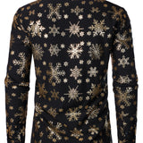 Herres Guld Jul Snefnug Print Pikendatud Särk