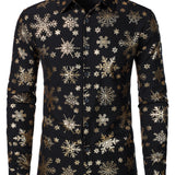 Herres Guld Jul Snefnug Print Pikendatud Särk