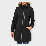 Pikk veekindel jope kapuutsiga