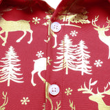 Meeste Kuldne Jõuluvana Põhjapõdra Festiivne Prindi Punane Pikakäised Särk