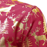 Meeste Kuldne Jõuluvana Põhjapõdra Festiivne Prindi Punane Pikakäised Särk