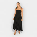 Vestido midi com corte em A