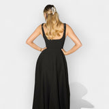 Vestido midi com corte em A