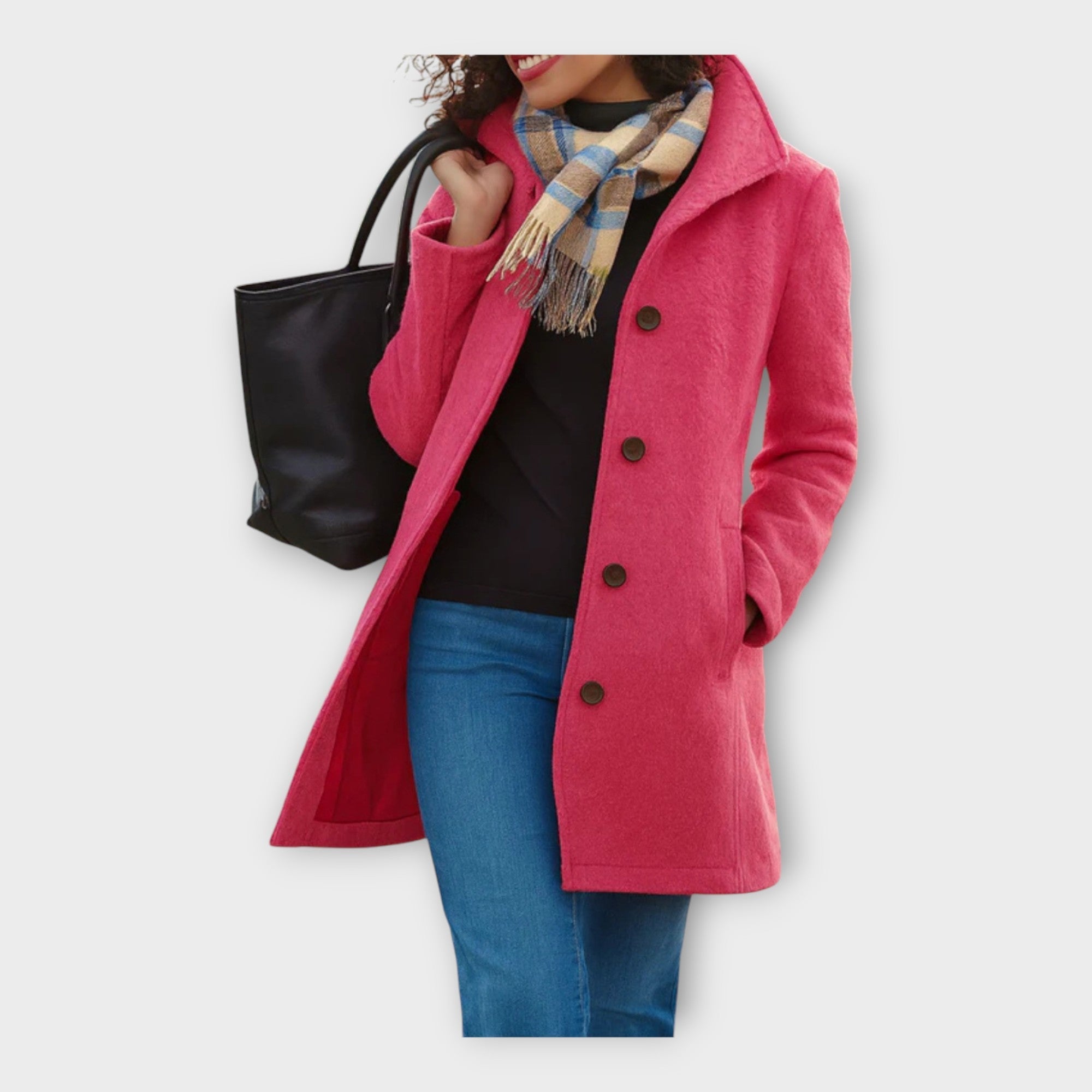 Elegantne villane mantel nööpidega