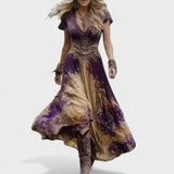 Celeste - Vestido floral, justo ao corpo e fluído