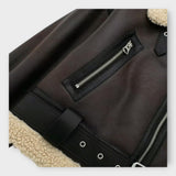 Lühike nahktagi karusnaha ja vööga