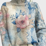 Elegantne kootud kõrge kaelusega kampsun pitsega