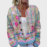 Elegantne kootud vest lillemustriga