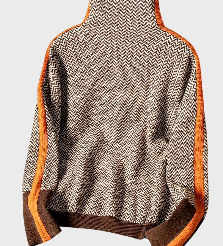 Lea - Kõrge kaelusega kampsun erksate kontrastsete triipudega