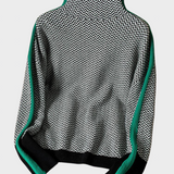 Lea - Kõrge kaelusega kampsun erksate kontrastsete triipudega