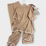 Lühikeste varrukatega kootud komplekt laia lõikega