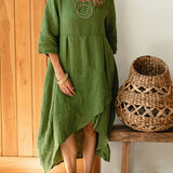 Marta - Asümmeetriline puuvillast ja linast kleit