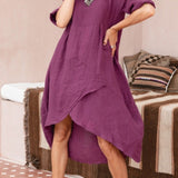 Marta - Asümmeetriline puuvillast ja linast kleit