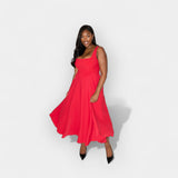 Vestido midi com corte em A