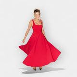 Vestido midi com corte em A